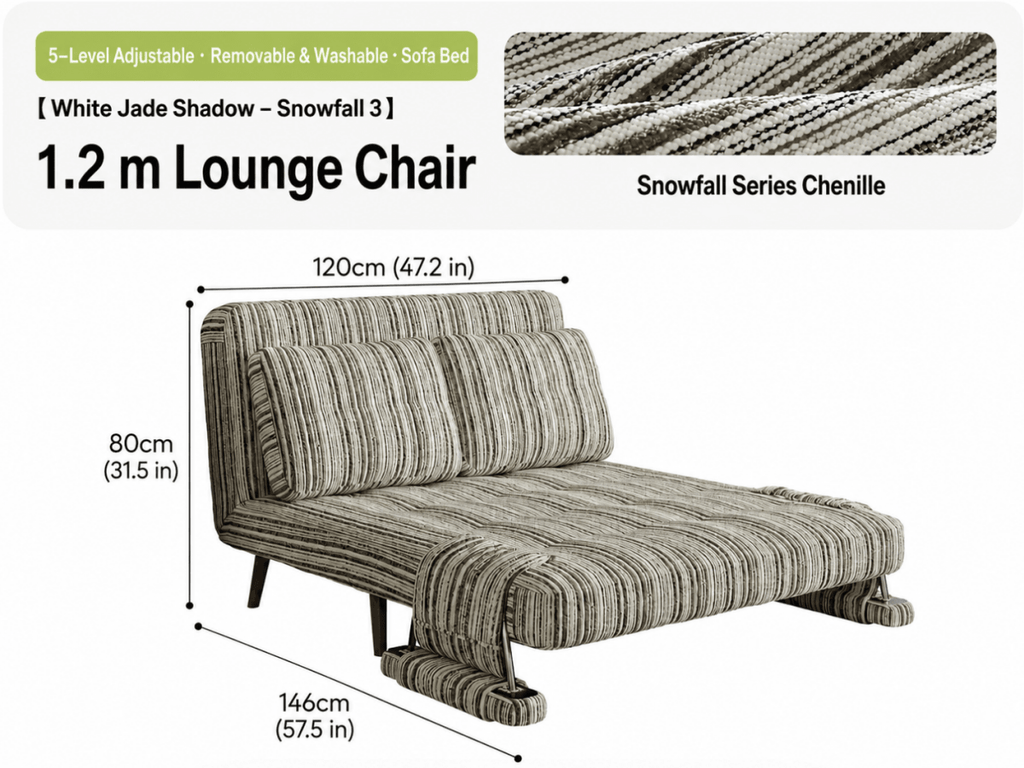 Convertible Striped Sofa Bed with Adjustable Recline & Removable Armrests - Androf