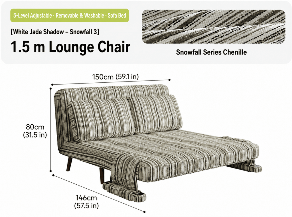 Convertible Striped Sofa Bed with Adjustable Recline & Removable Armrests - Androf