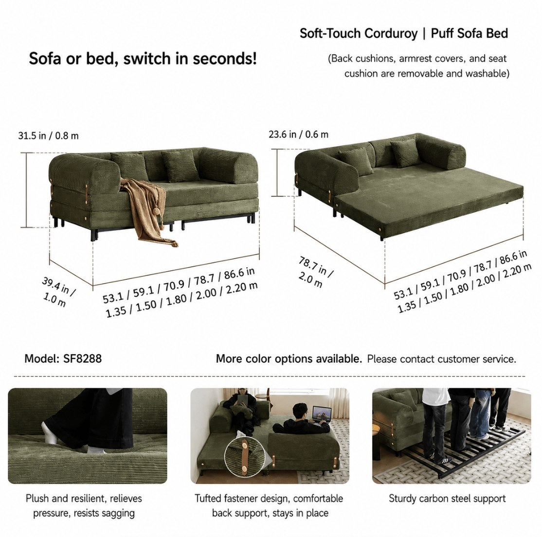 French-Inspired Convertible Sofa Bed with Latex-Enhanced Comfort - Androf