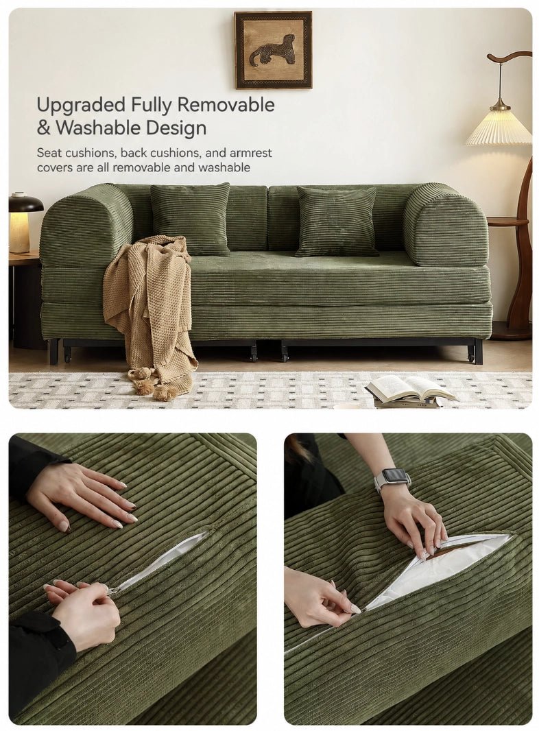 French-Inspired Convertible Sofa Bed with Latex-Enhanced Comfort - Androf