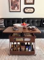 Lift-Up Expandable Rolling Coffee Table with Storage