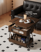 Lift-Up Expandable Rolling Coffee Table with Storage - Androf