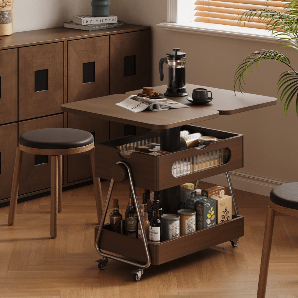 Lift-Up Expandable Rolling Coffee Table with Storage - Androf