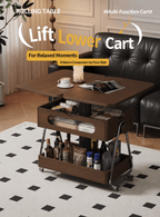 Lift-Up Expandable Rolling Coffee Table with Storage - Androf