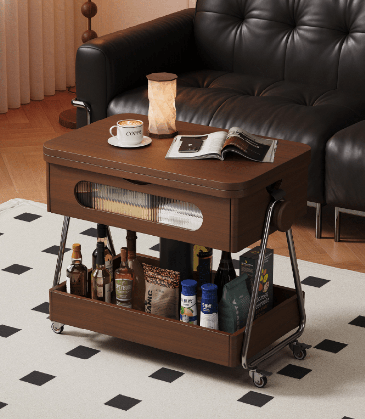 Lift-Up Expandable Rolling Coffee Table with Storage - Androf