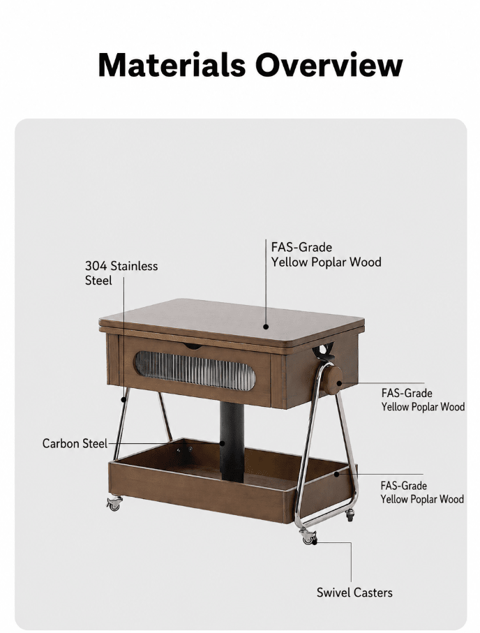 Lift-Up Expandable Rolling Coffee Table with Storage - Androf