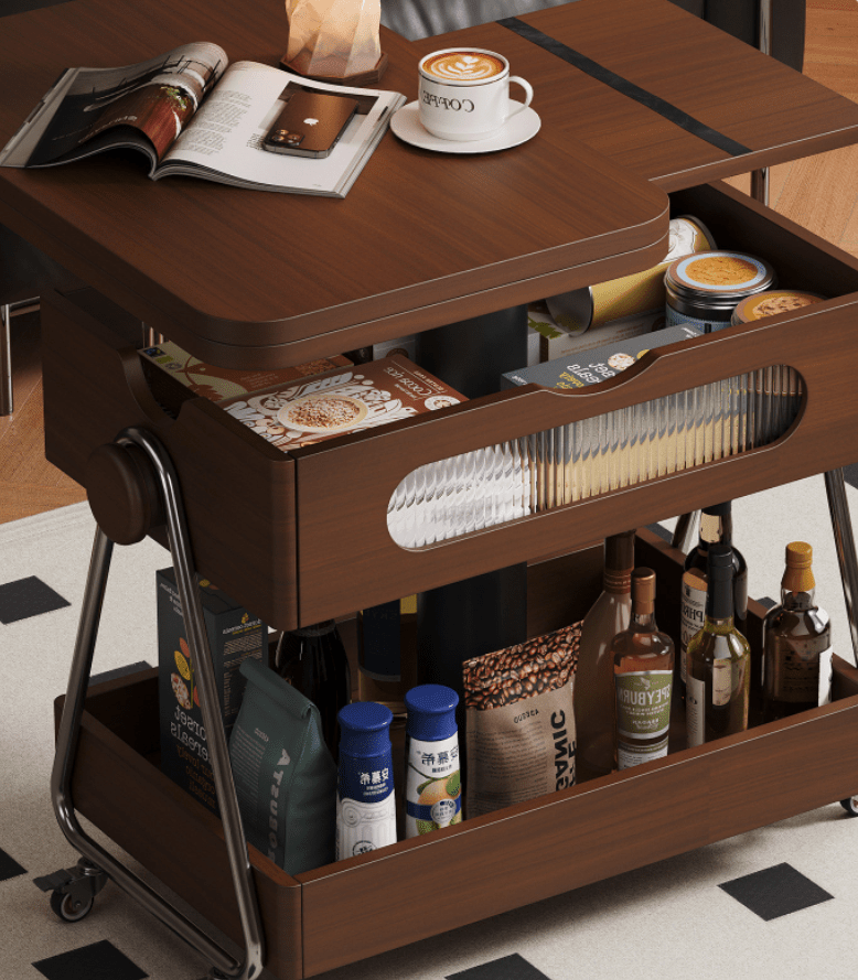 Lift-Up Expandable Rolling Coffee Table with Storage - Androf