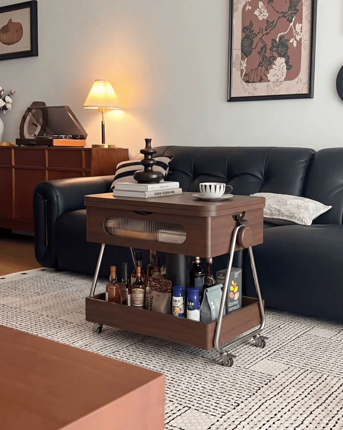 Lift-Up Expandable Rolling Coffee Table with Storage - Androf