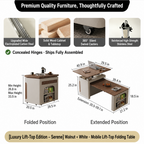 Transforming Solid Wood Lift-Top Coffee & Dining Table with Storage