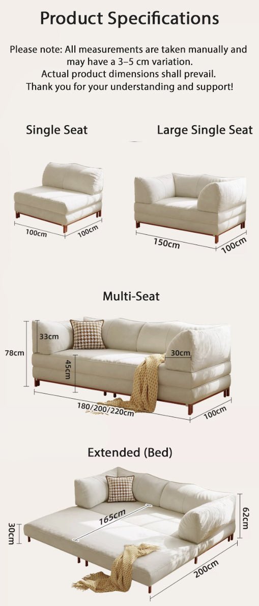 Modern Convertible Lounge Sofa — Deep Seat, Detachable Covers &amp; Expandable Frame - Androf