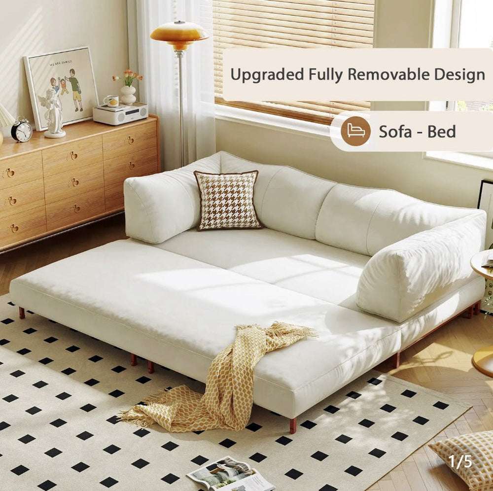 Modern Convertible Lounge Sofa — Deep Seat, Detachable Covers &amp; Expandable Frame