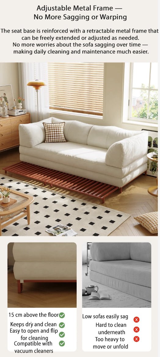 Modern Convertible Lounge Sofa — Deep Seat, Detachable Covers &amp; Expandable Frame - Androf