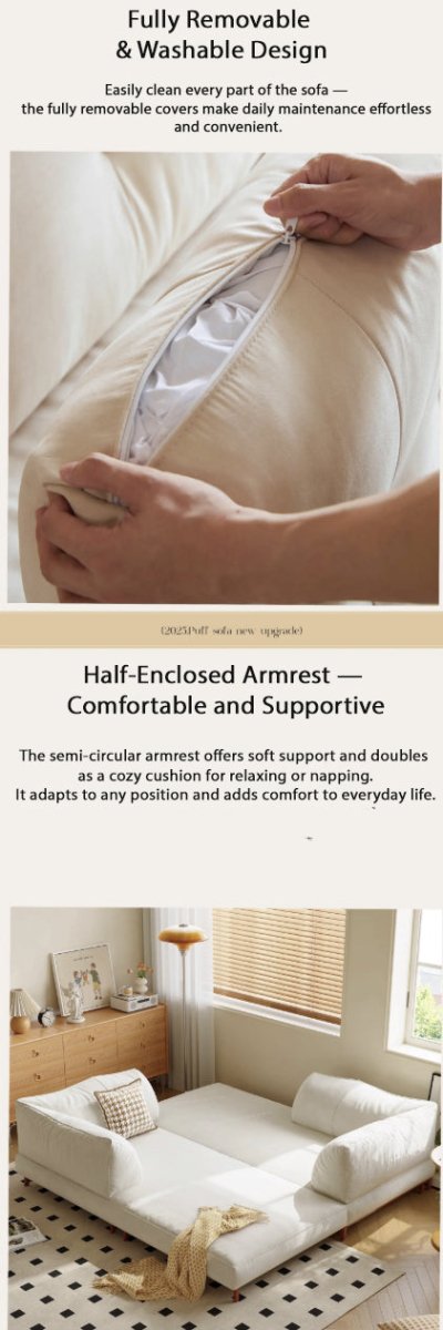 Modern Convertible Lounge Sofa — Deep Seat, Detachable Covers &amp; Expandable Frame - Androf