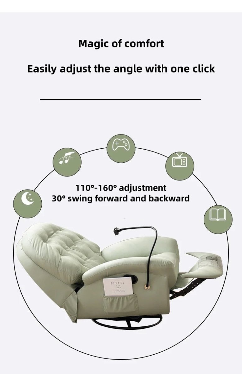 Modern Multifunction Reclining Sofa Chair – 360° Swivel, Adjustable Backrest, Full - Body Comfort - Androf