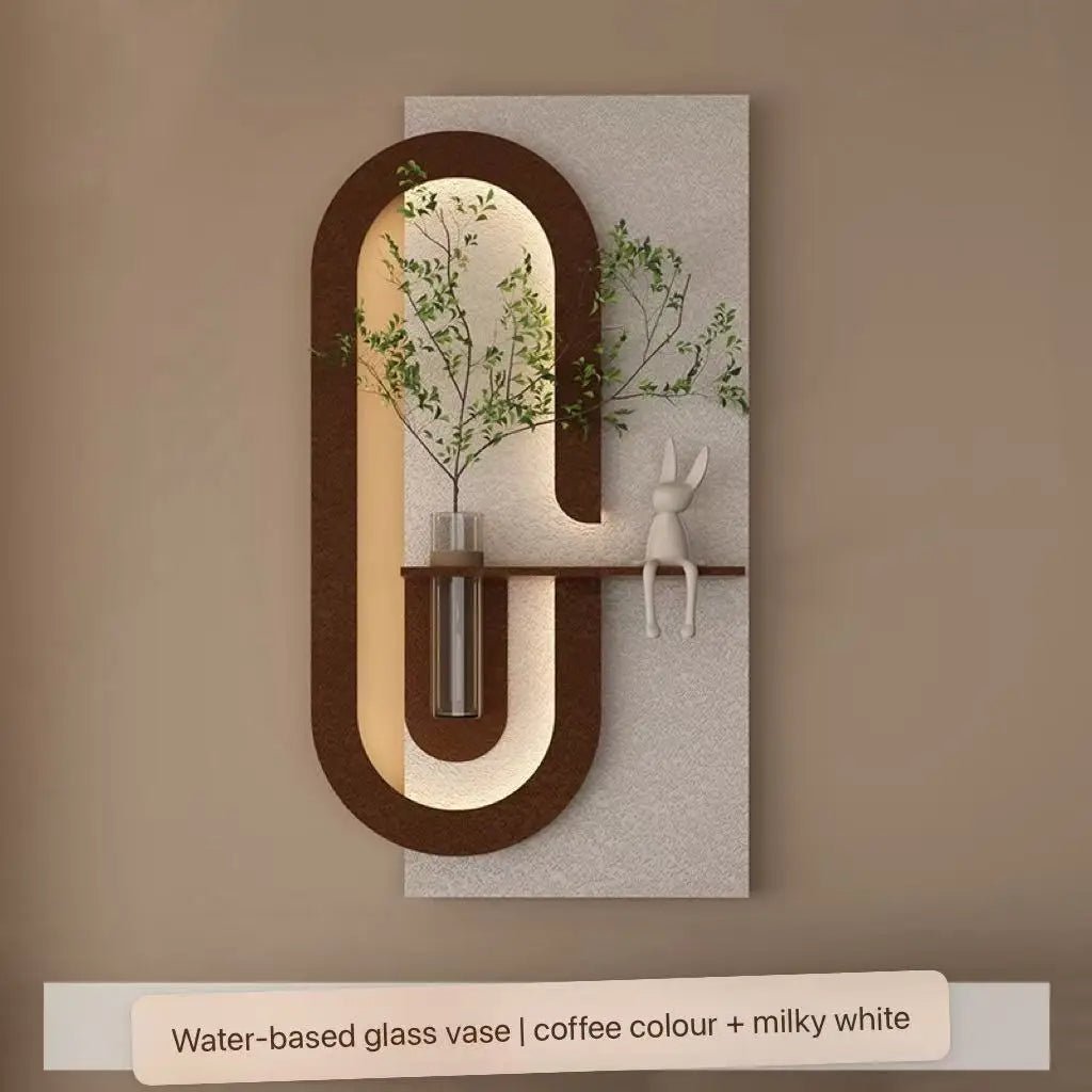 Modern Wall - Mounted LED Art Shelf with Glass Vase - Androf