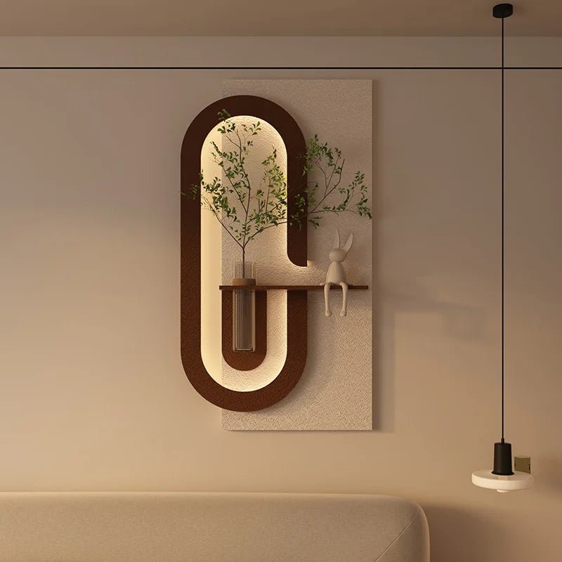 Modern Wall - Mounted LED Art Shelf with Glass Vase - Androf