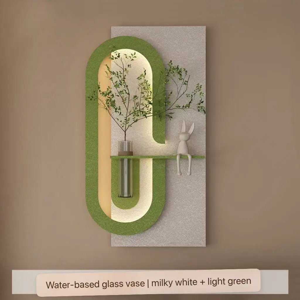 Modern Wall - Mounted LED Art Shelf with Glass Vase - Androf