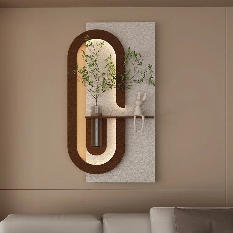 Modern Wall - Mounted LED Art Shelf with Glass Vase - Androf