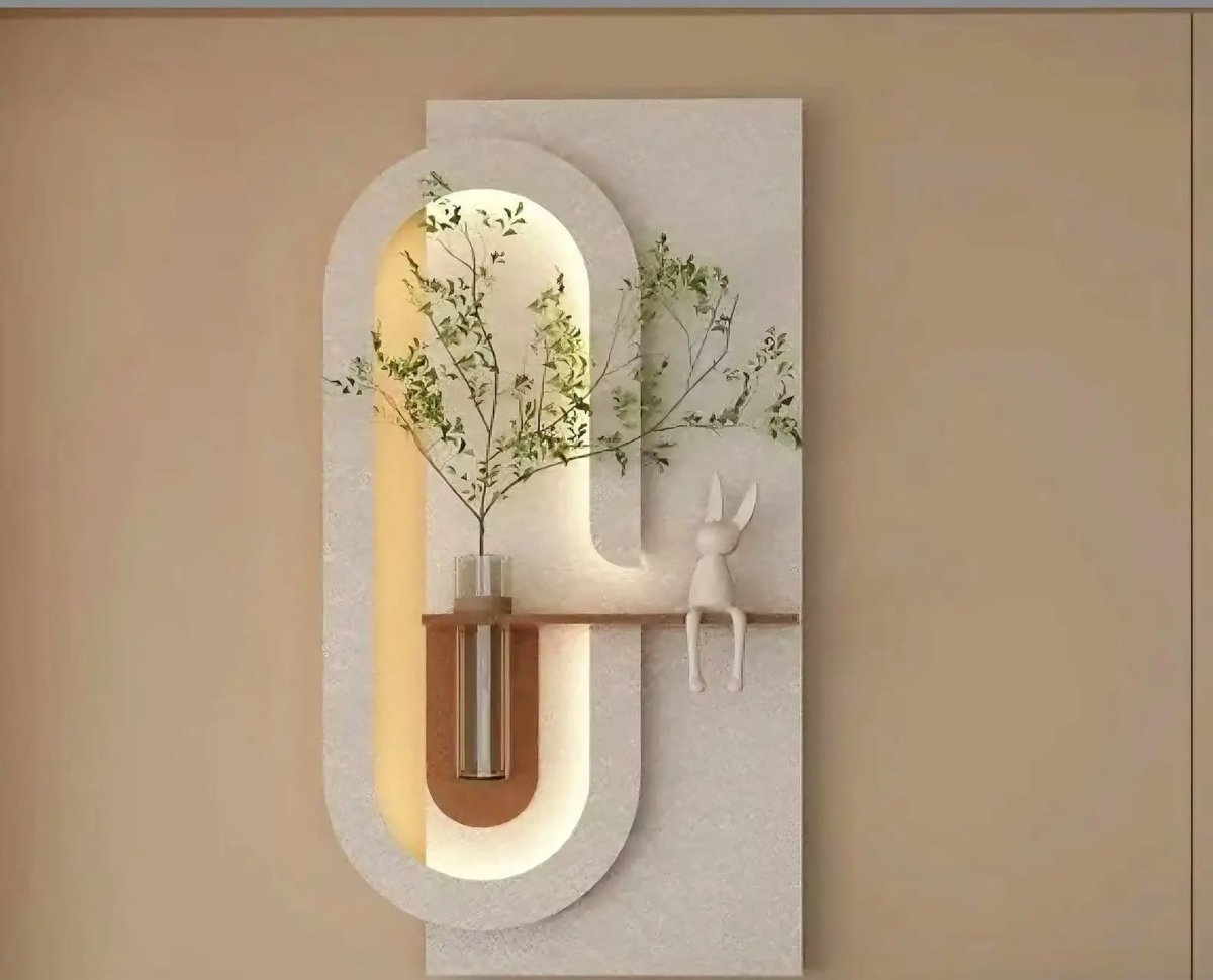 Modern Wall - Mounted LED Art Shelf with Glass Vase - Androf