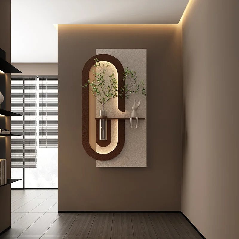 Modern Wall - Mounted LED Art Shelf with Glass Vase - Androf