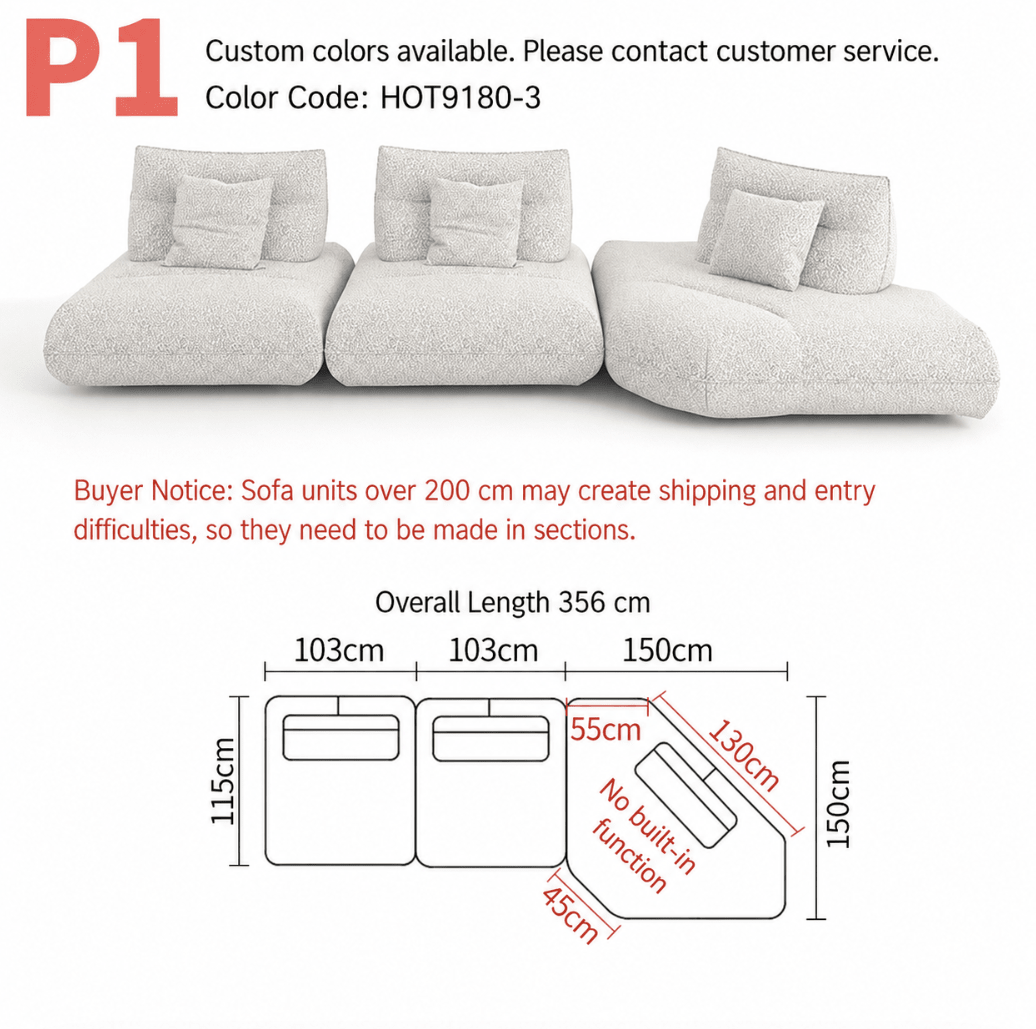 Modular Electric Cloud Sofa with Independent Adjustable Backrests - Androf