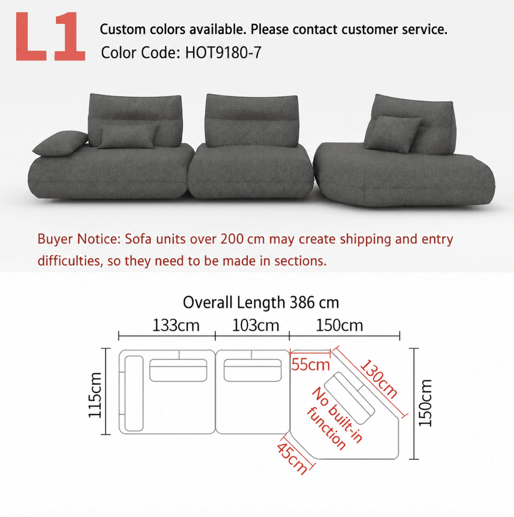 Modular Electric Cloud Sofa with Independent Adjustable Backrests - Androf