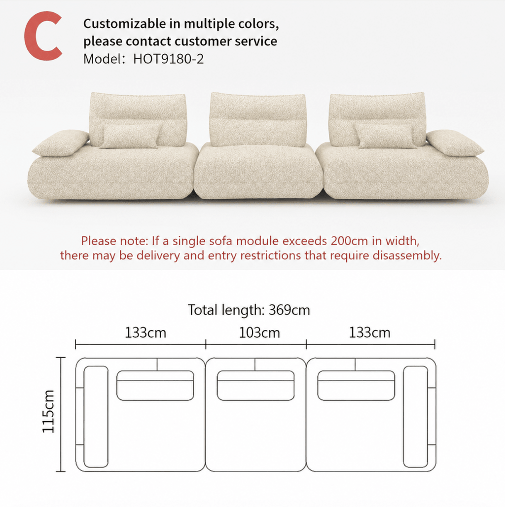 Modular Electric Cloud Sofa with Independent Adjustable Backrests - Androf