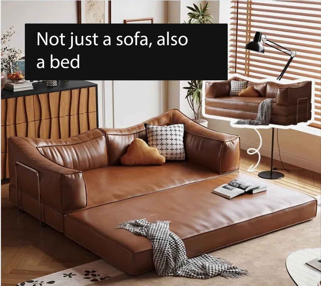 Modular Oil Wax Leather Sofa Bed - Androf