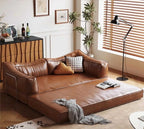 Modular Oil Wax Leather Sofa Bed - Androf