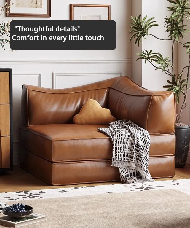 Modular Oil Wax Leather Sofa Bed - Androf
