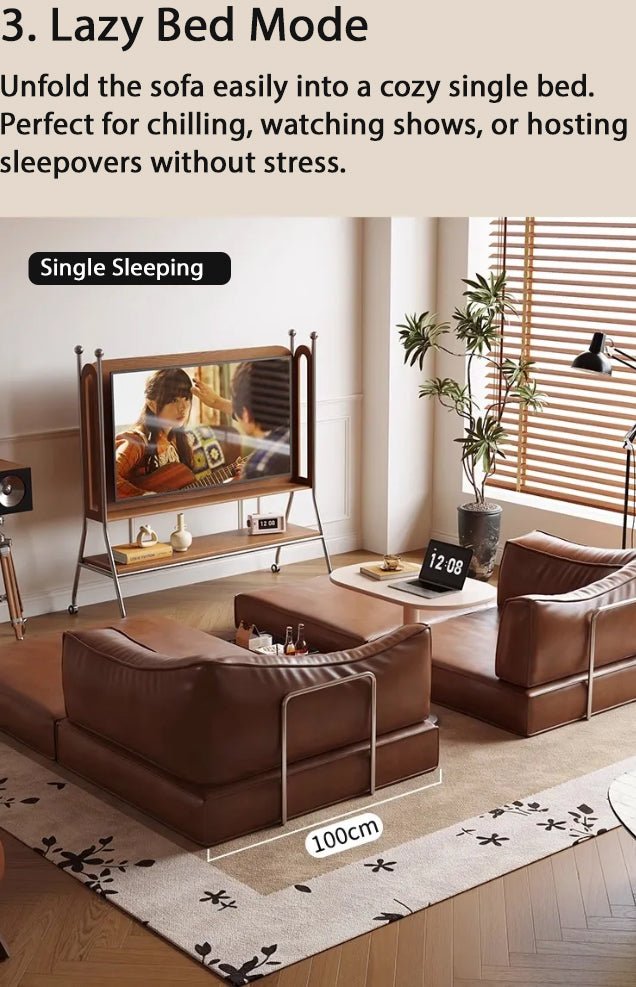 Modular Oil Wax Leather Sofa Bed - Androf