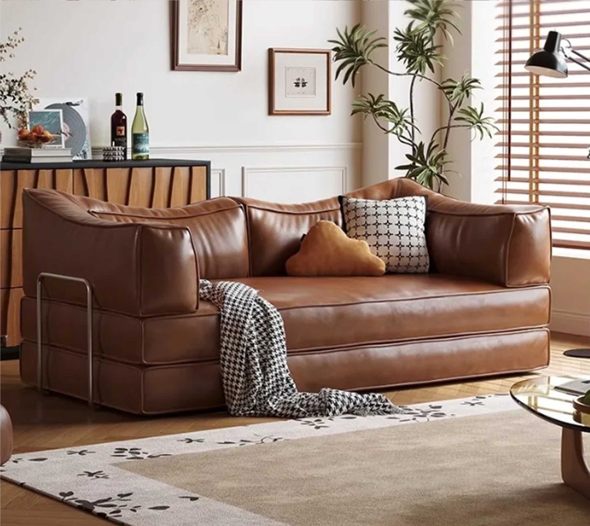 Modular Oil Wax Leather Sofa Bed - Androf