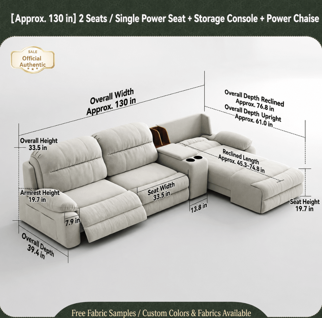 Modular Zero-Wall Power Reclining Sectional Sofa with Storage Console - Androf