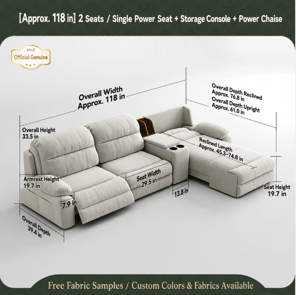 Modular Zero-Wall Power Reclining Sectional Sofa with Storage Console - Androf