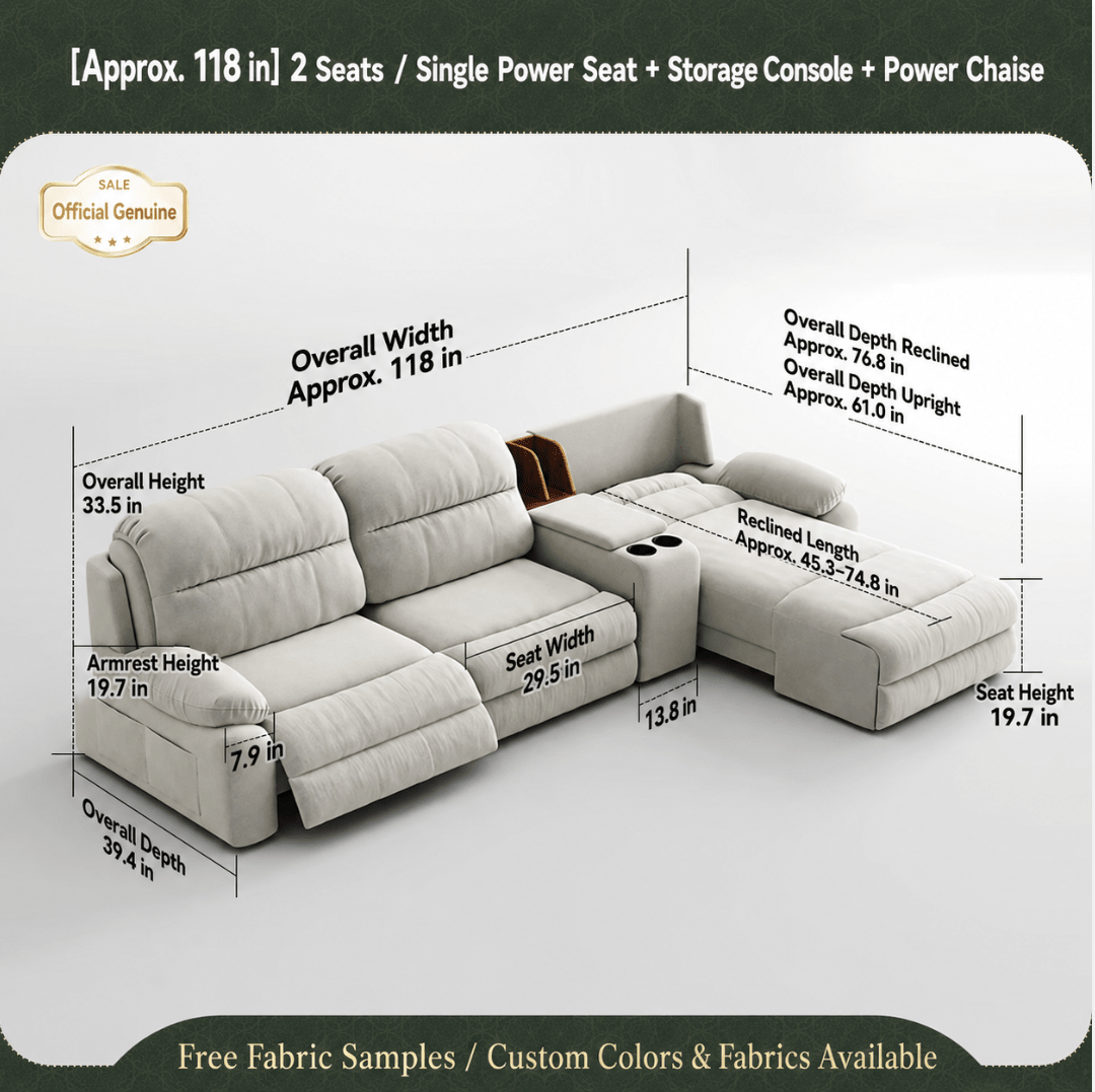 Modular Zero-Wall Power Reclining Sectional Sofa with Storage Console - Androf