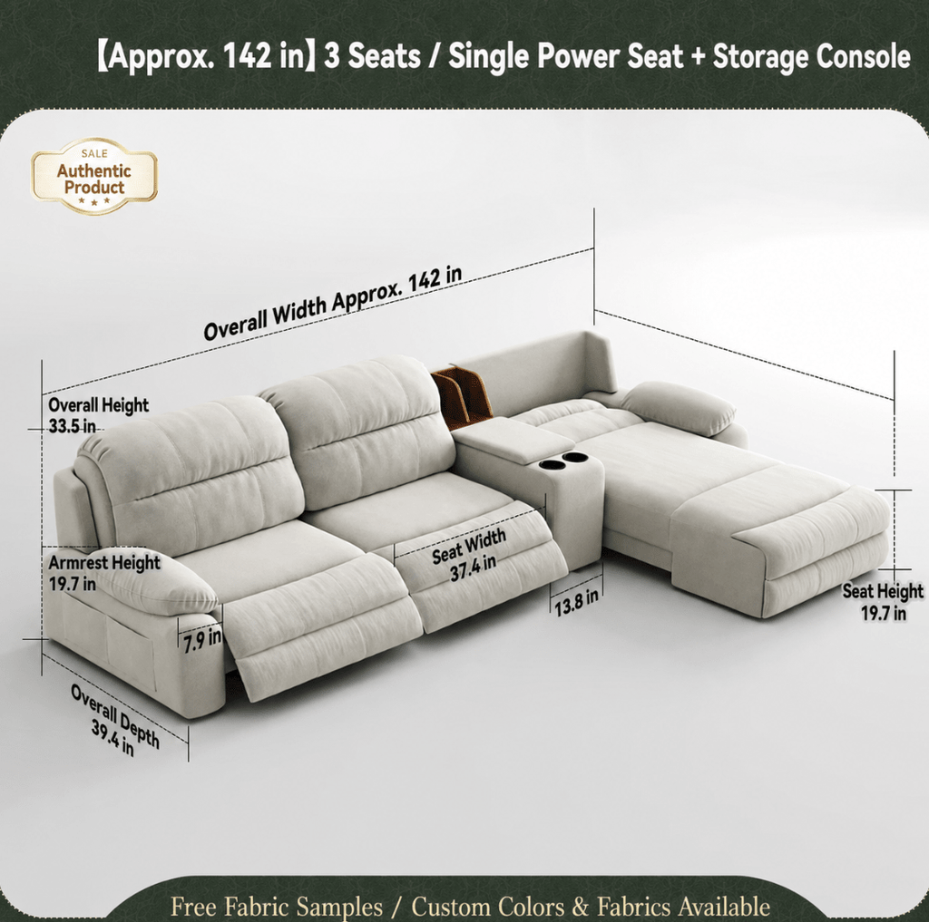 Modular Zero-Wall Power Reclining Sectional Sofa with Storage Console - Androf