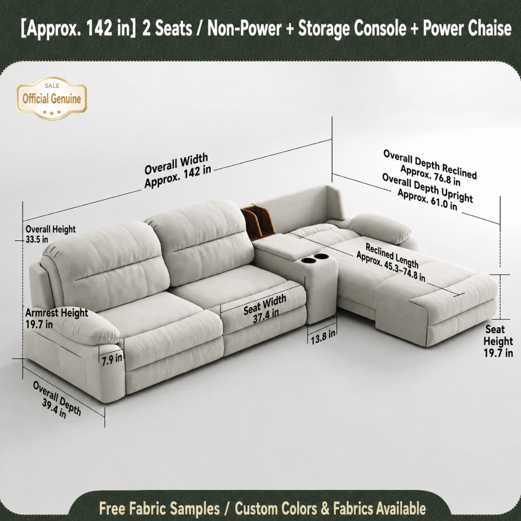 Modular Zero-Wall Power Reclining Sectional Sofa with Storage Console - Androf