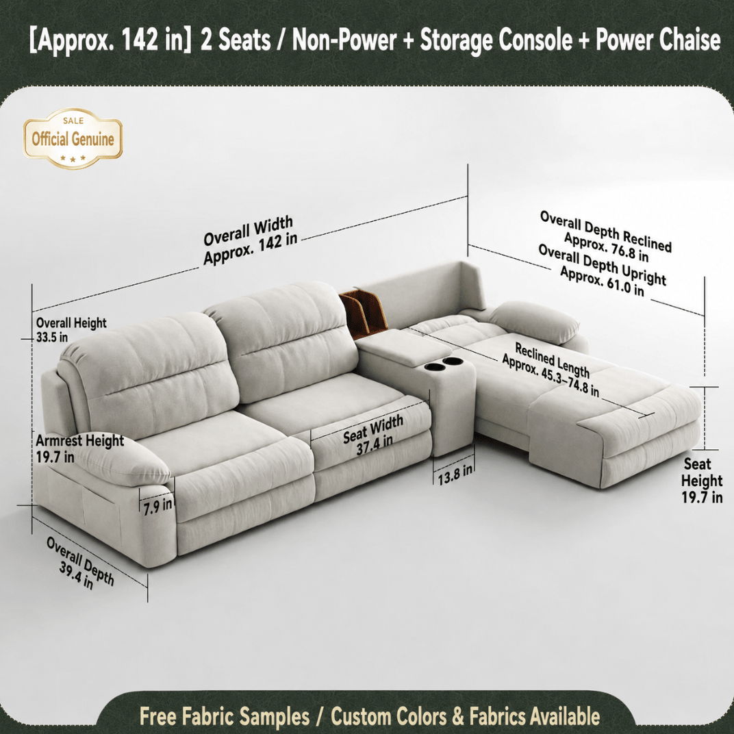 Modular Zero-Wall Power Reclining Sectional Sofa with Storage Console - Androf