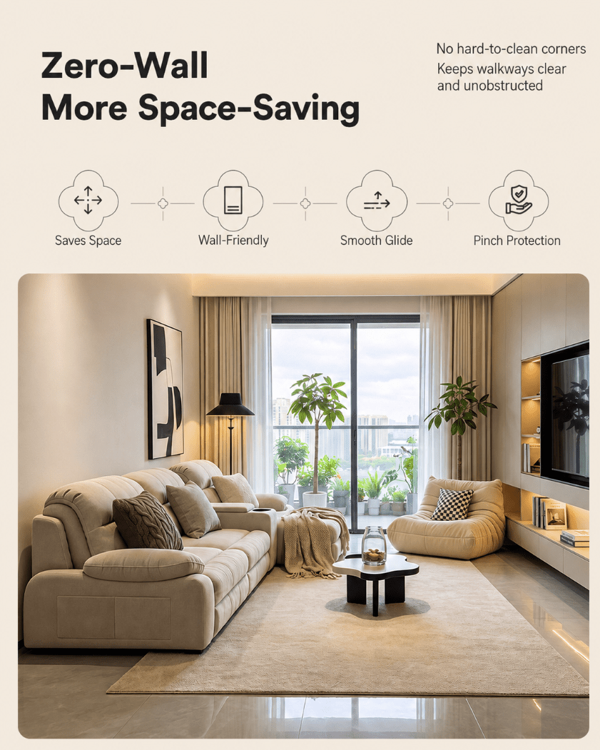 Modular Zero-Wall Power Reclining Sectional Sofa with Storage Console - Androf