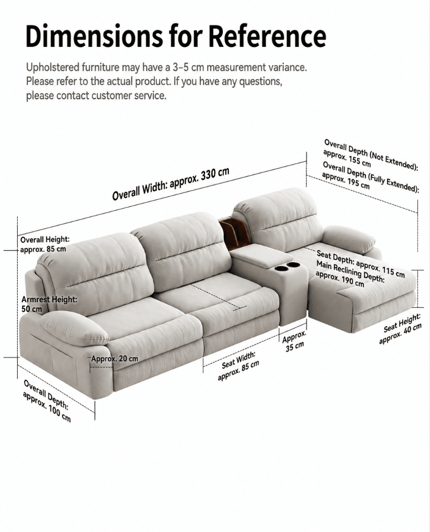Modular Zero-Wall Power Reclining Sectional Sofa with Storage Console - Androf