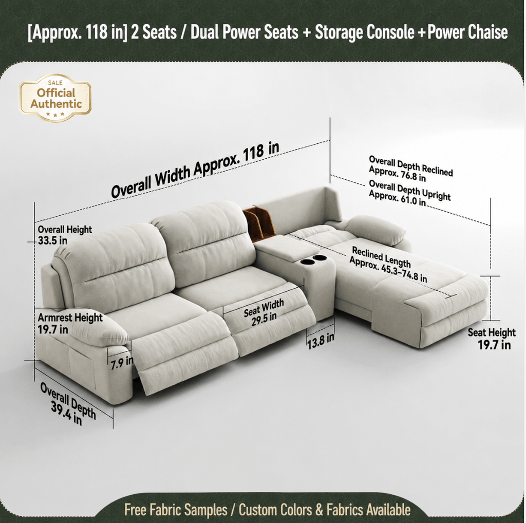 Modular Zero-Wall Power Reclining Sectional Sofa with Storage Console - Androf
