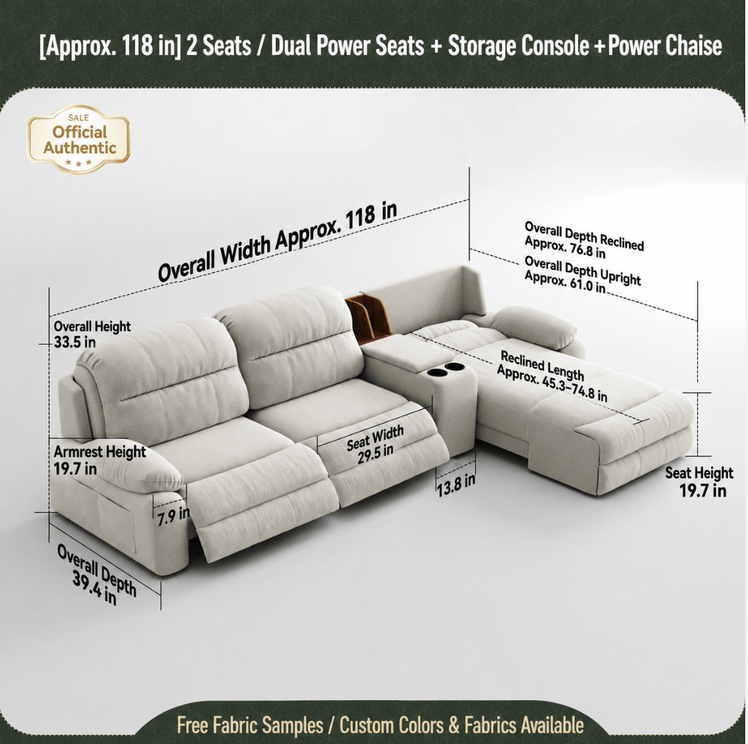 Modular Zero-Wall Power Reclining Sectional Sofa with Storage Console - Androf