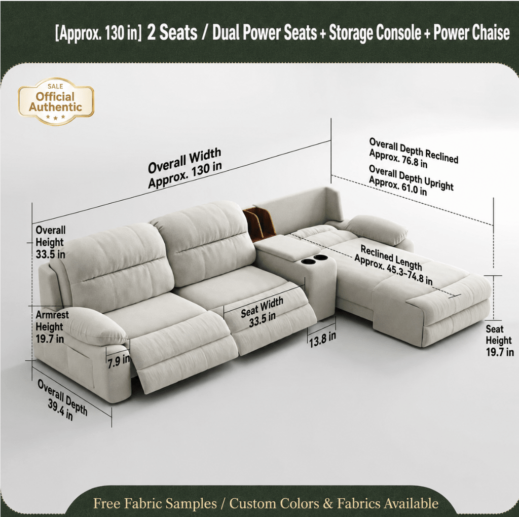 Modular Zero-Wall Power Reclining Sectional Sofa with Storage Console - Androf