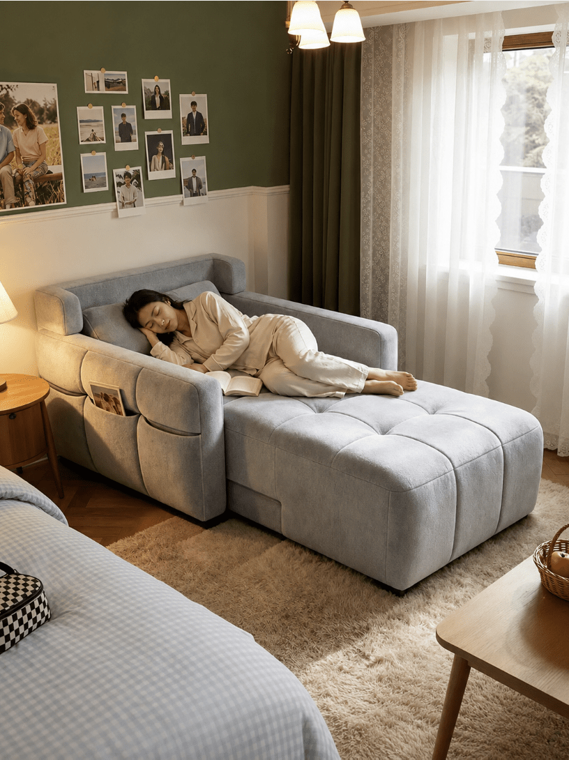 Motorized Convertible Chaise Lounge Sofa Bed with One-Touch Recline - Androf Main image