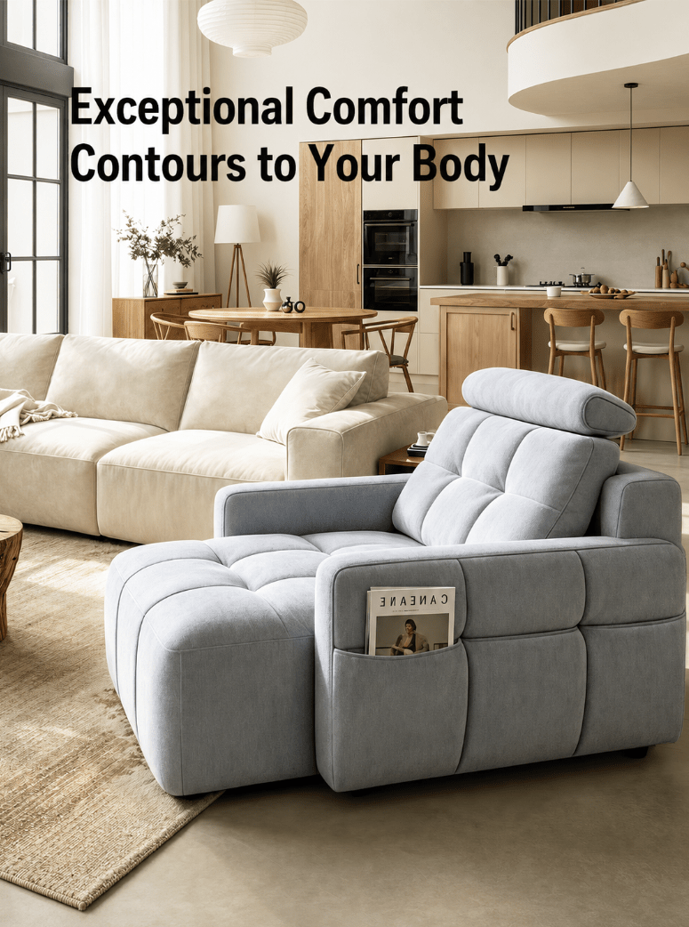 Motorized Convertible Chaise Lounge Sofa Bed with One-Touch Recline - Androf