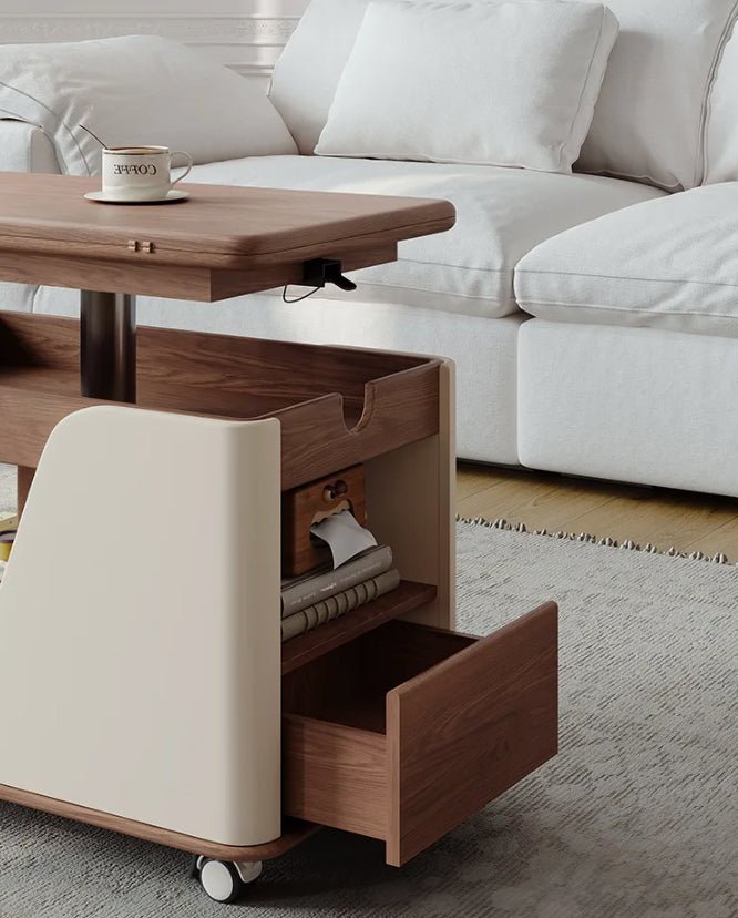 Multifunctional Convertible Lift - Top Coffee Table – Walnut & Cream Finish - Androf