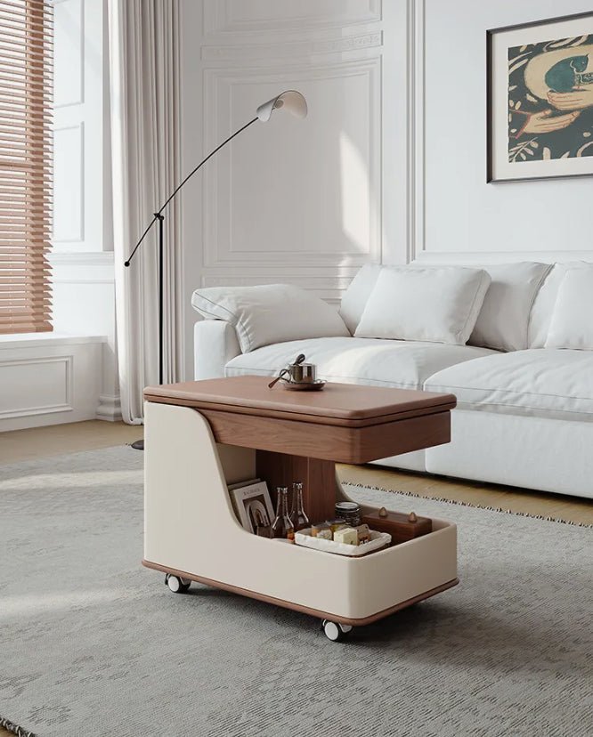 Multifunctional Convertible Lift - Top Coffee Table – Walnut & Cream Finish - Androf