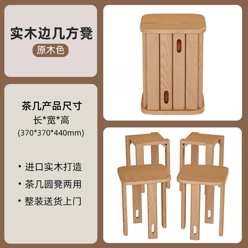 Multifunctional Wooden Side Table - Transforms into 4 Practical Stools - Androf