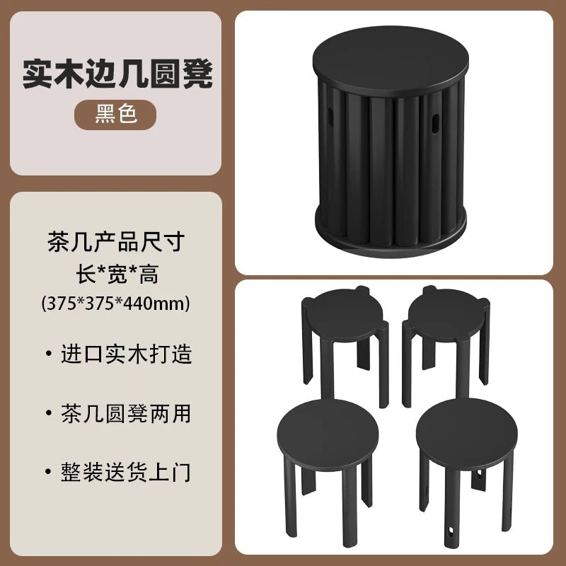 Multifunctional Wooden Side Table - Transforms into 4 Practical Stools - Androf