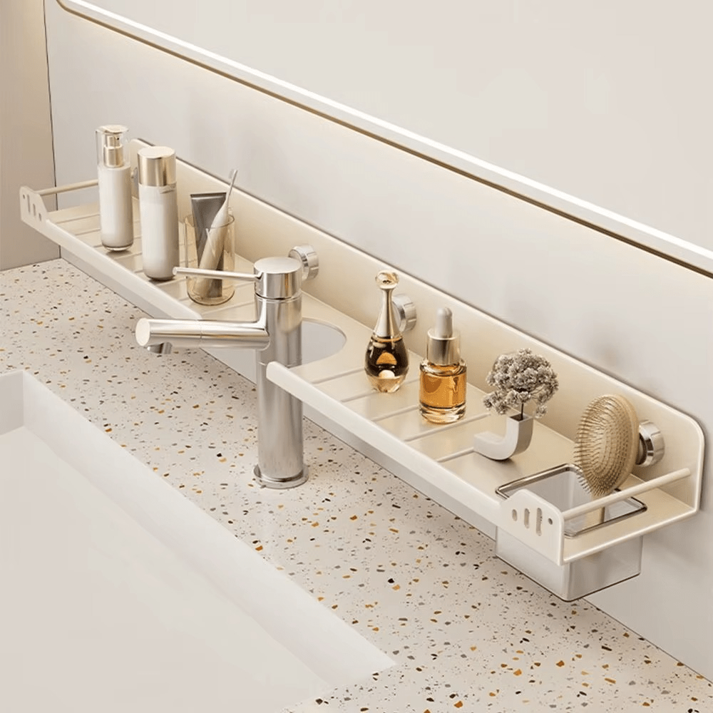 No - Drill Over - the - Faucet Storage Shelf with Suction Cups - Androf